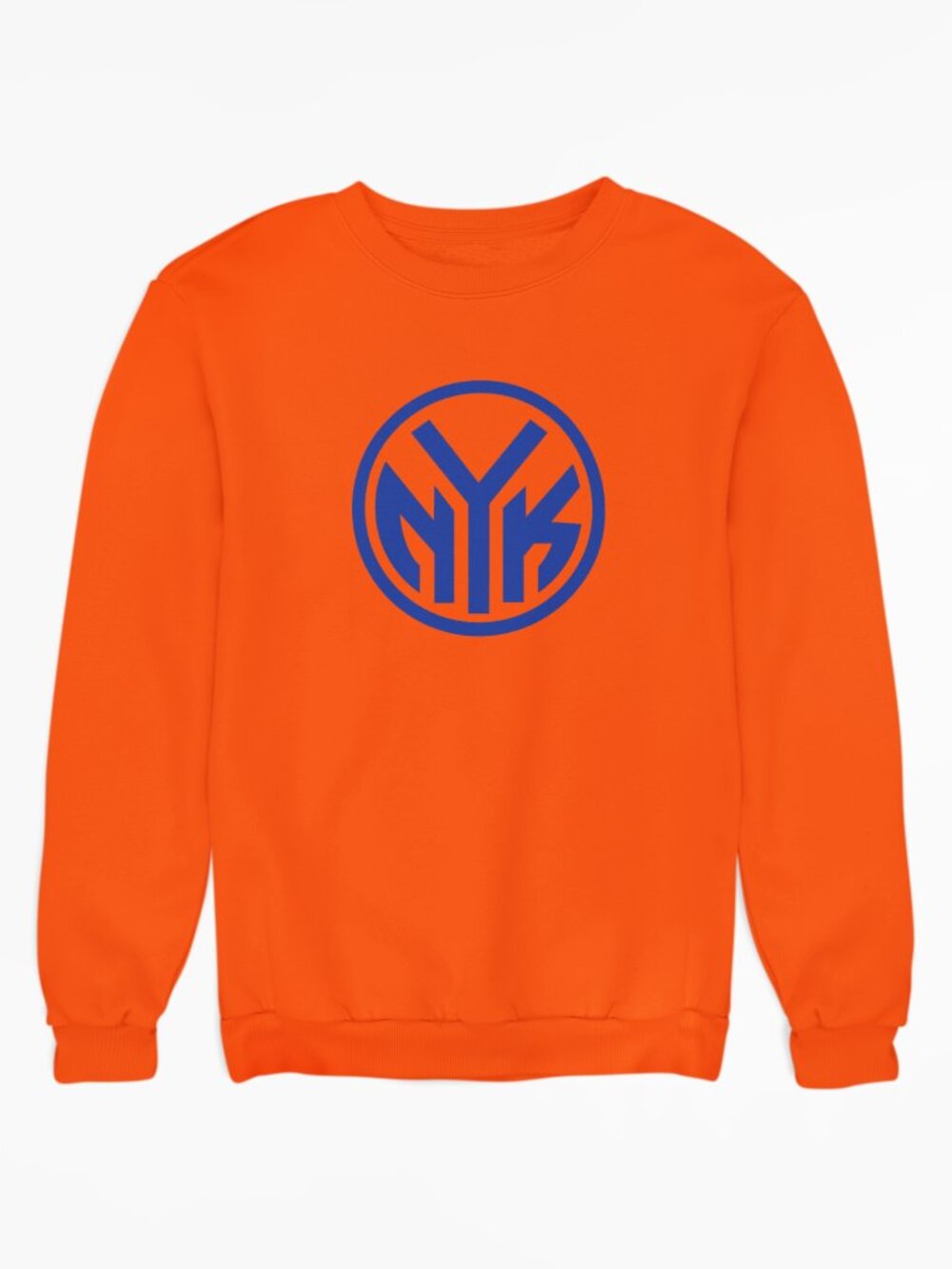 NEW York Knicks NYK Subway Token Long Sleeve Fleece Crew Sweatshirt ORANGE